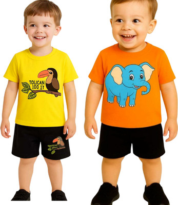 SEGRO Baby Boys & Baby Girls Casual T-shirt Shorts(GOLD, ORANGE)