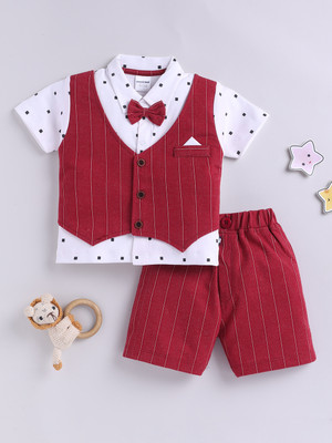 Mom's Love Baby Boys Casual Shirt Shorts(RED)