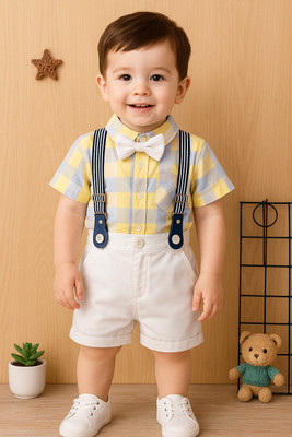 Bleckz Soeamk Baby Boys Party(Festive) Shirt Shorts(Yellow)