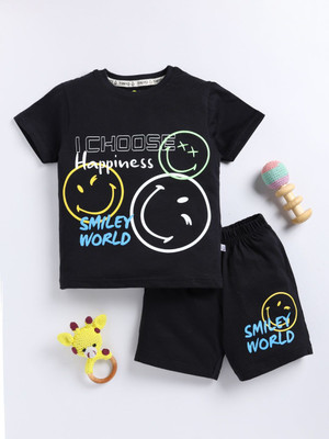 YK X Tinyo Baby Boys Casual T-shirt Shorts(Black)