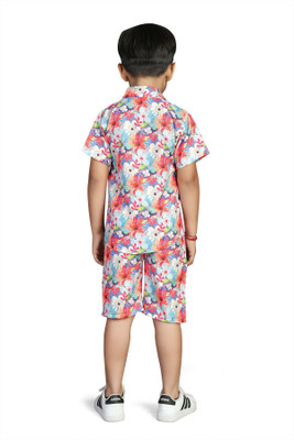 Kenvi Textile Boys Casual Shirt Shorts(Pink, Blue, White)