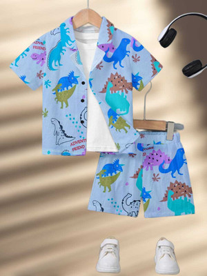 Vishuket Fashion Baby Boys & Baby Girls Casual Shirt Shorts(Blue)