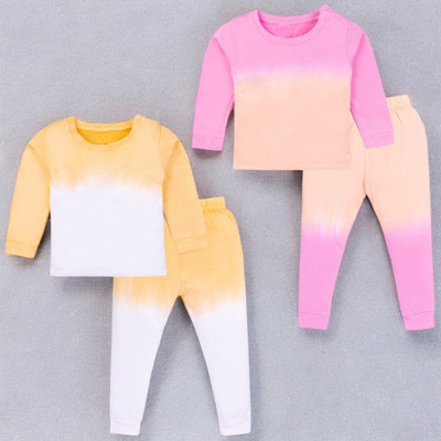 Miss & Chief Boys & Girls Casual T-shirt Pyjama(Yellow&White, Pink&Orange)