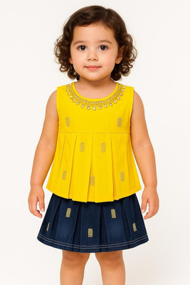 SPYRASE Baby Girls Party(Festive) Top Skirt(YELLOW)
