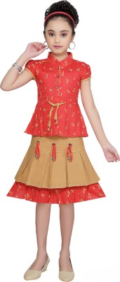 CLOTH ADDA Girls Party(Festive) Top Skirt(Multicolor)
