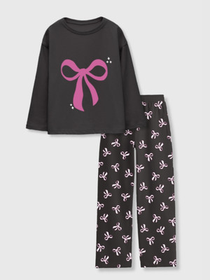 Nap Chief Kids Nightwear Girls Solid Cotton(Black Pack of 1)