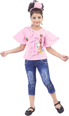 Star Case Girls Party(Festive) Top Capri(Pink)