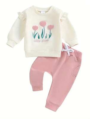 I M G FASHION Baby Boys & Baby Girls Casual T-shirt Pant(OFF white)