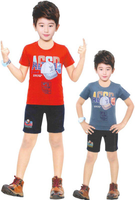 AD creation Baby Boys Transformers Casual T-shirt Pant(Blue & Black)