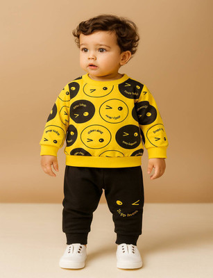 Cutevibe Baby Boys & Baby Girls Party(Festive) Sweatshirt Track Pants(YELLOW & BLACK)