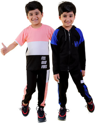 Chandrika Boys Casual T-shirt Trouser(ROSE_ROYALBLUE)