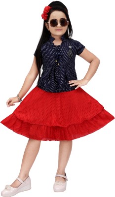 Hipposippo Baby Girls Party(Festive) Top Skirt(BLACK, RED)