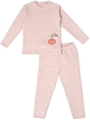 Mi Arcus Baby Boys & Baby Girls Casual Sweatshirt Pyjama(Light Pink)