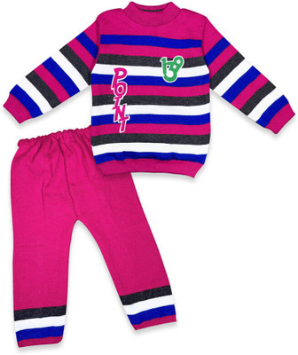 WEARICK Baby Boys & Baby Girls Casual Sweater Pyjama(Pink)