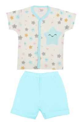 happiee bears Baby Boys & Baby Girls Casual Shirt Shorts(Blue)