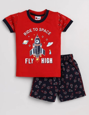 SANWARIA CLUB Baby Boys Casual T-shirt Shorts(Red)