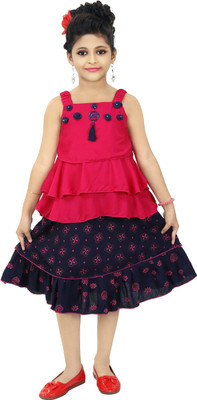 carrydreams Girls Party(Festive) Skirt Top(PINK)
