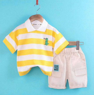 dingdong Baby Boys & Baby Girls Casual T-shirt Shorts(Yellow)