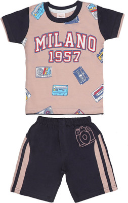 happiee bears Baby Boys Casual T-shirt Shorts(Peach)