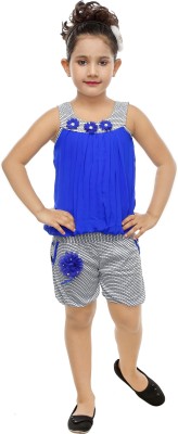 TrendyClub Girls Party(Festive) Top Shorts(Blue)