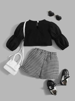 HouseOfCommon Baby Girls Party(Festive) Top Shorts(Black)