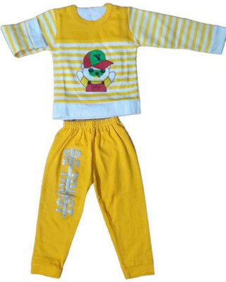 KAVSHIL Baby Boys & Baby Girls Party(Festive) T-shirt Pant(LEMON)
