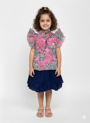 Girijesh Singh Baby Girls Casual Top Skirt(Pink)