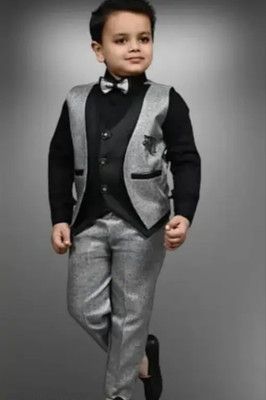 Paryushnam Boys Party(Festive) Shirt Pant, Bodysuit, Dress(BLACK, GREY)