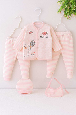 KIDS PARYANIS Baby Boys & Baby Girls Party(Festive) Sweatshirt Bib, Sweatpant, Cap, Bootie(PEACH)