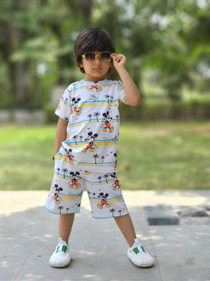 ALANTA Baby Boys Casual T-shirt Shorts(M-WHITE)