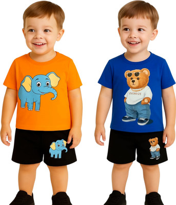 SEGRO Baby Boys & Baby Girls Casual T-shirt Shorts(ORANGE, ROYAL)