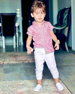 ULTRINA Baby Boys Casual Shirt Pant(PINK & WHITE)