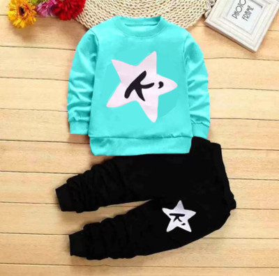 DRUZZEE Boys & Girls Casual T-shirt Pant(Light Blue)