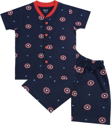 3BROS Baby Boys & Baby Girls Casual Shirt Shorts(Navy Blue)