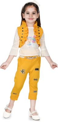 new gen Baby Girls Party(Festive) Top Pant, Jacket(YELLOW)