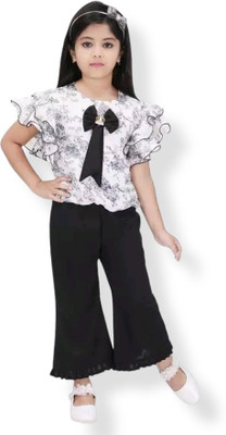 SB FASHION Girls Party(Festive) Top Pant(White)