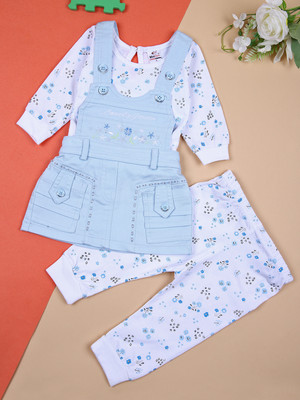 V-MART Baby Girls Casual Top Dungaree(Light Blue)