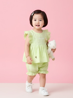 BABY'S DAY Baby Girls Casual Top Shorts(Green-1)