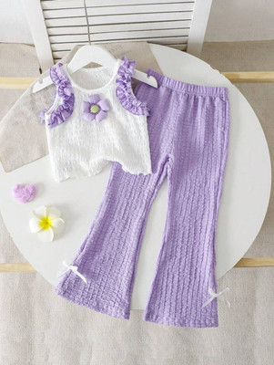 MUMBAI FUSHION Baby Girls Party(Festive) Top Pant(Purple)