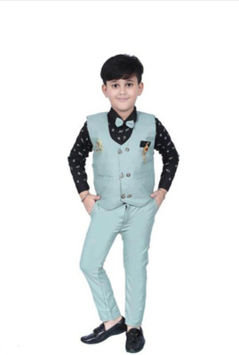 Elite Trend Traders Boys Festive & Party Shirt, Waistcoat and Pant Set(Multicolor Pack of 1)