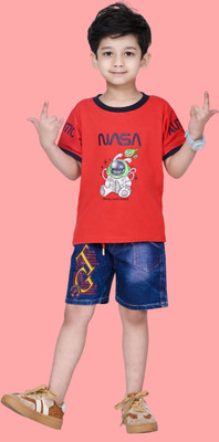 HouseOfCommon Baby Boys Casual T-shirt Shorts(Red)