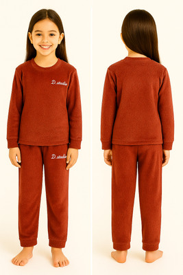 Lintow Boys & Girls Casual Top Pant(maroon)