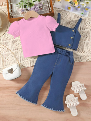 Modern Garments Baby Girls Party(Festive) Top Jacket, Pant(Pink, Blue)
