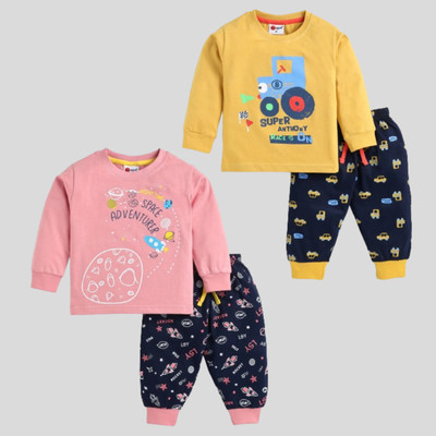 Mars Infiniti Boys Casual T-shirt Track Pants(Mustard, Wine)