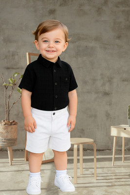 KRIYU CREATION Boys Dora Casual Shirt Shorts(black White)