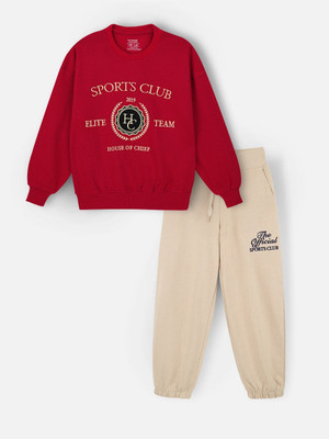 Nap Chief Boys & Girls Casual Sweatshirt Track Pants(Red)