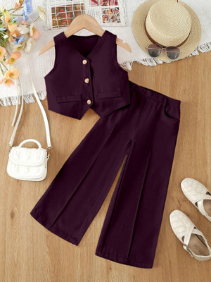 LAXNEEP Girls Casual Jacket Trouser(Wine)