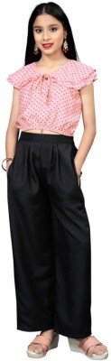 J&T DESIGNERS Girls Party(Festive) Top Trouser(Pink Black)