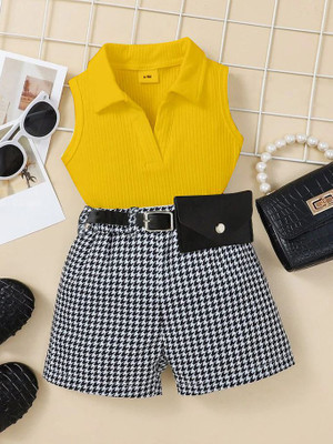 HouseOfCommon Baby Girls Party(Festive) Top Shorts(Mustard)