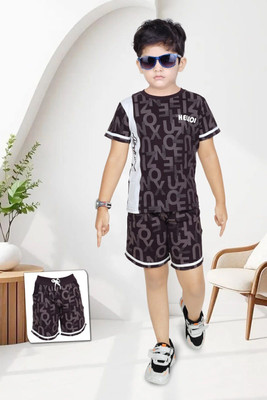 Aqsa Fashion Boys Casual T-shirt Shorts(Grey)